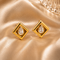 Diamond Frame Stud Earrings