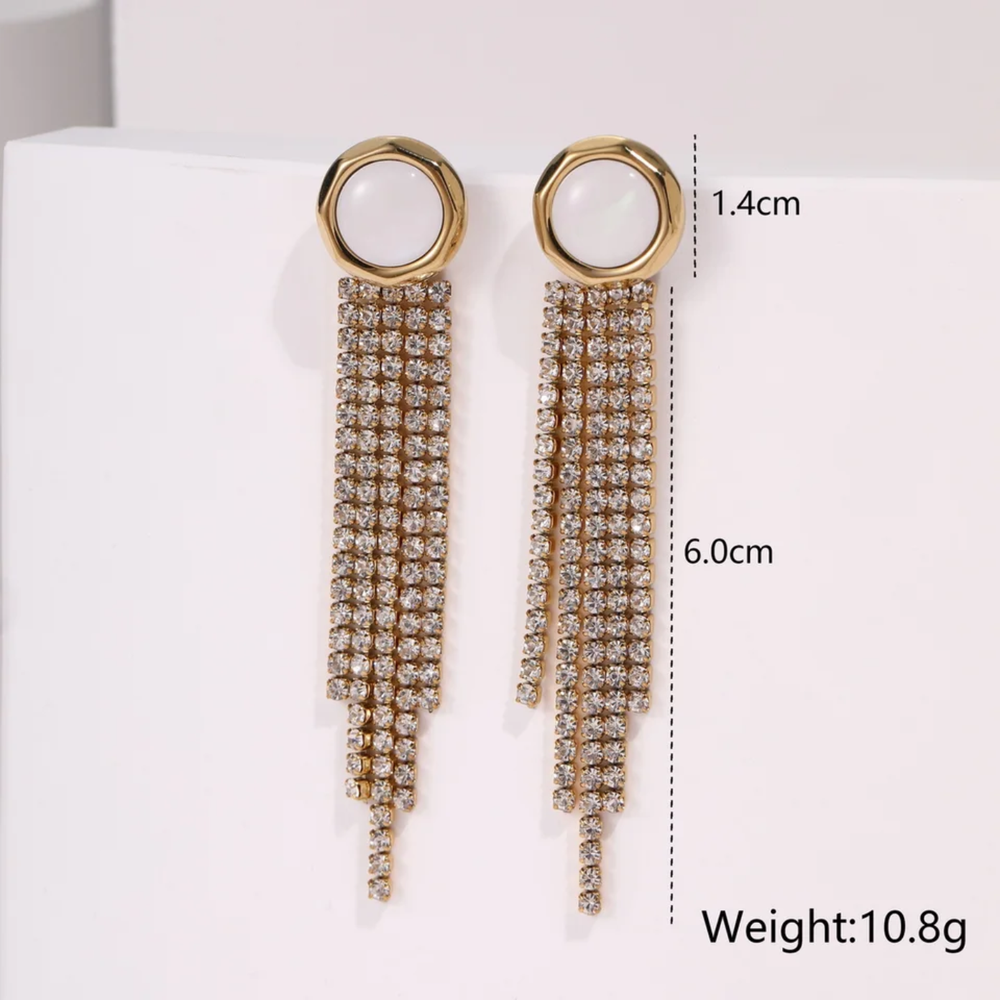 Pearl Crystal Fringe Earrings