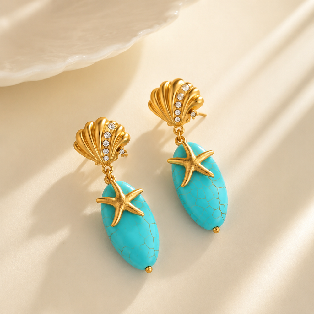 Turquoise Starfish Resort Earrings