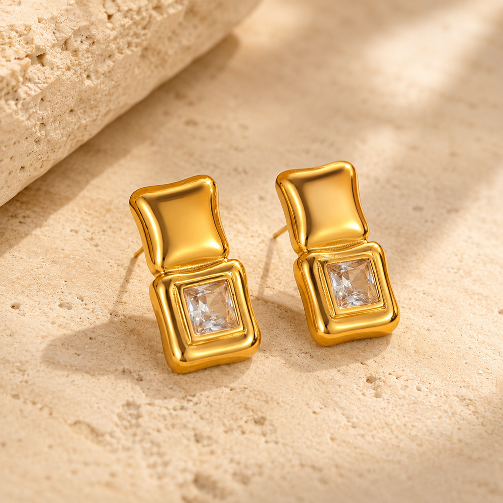 Crystal Square Luxe Stud Earrings