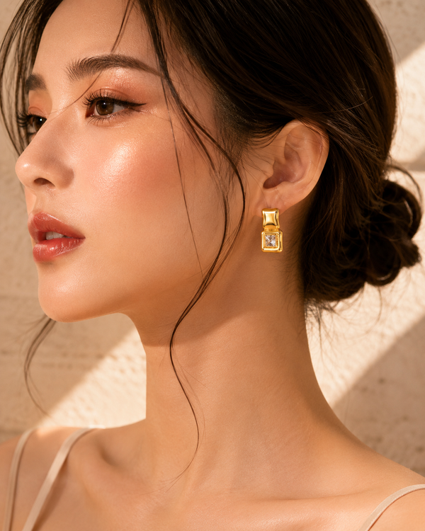 Crystal Square Luxe Stud Earrings