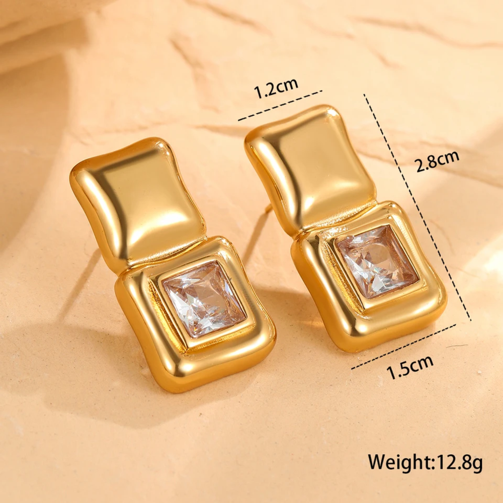 Crystal Square Luxe Stud Earrings