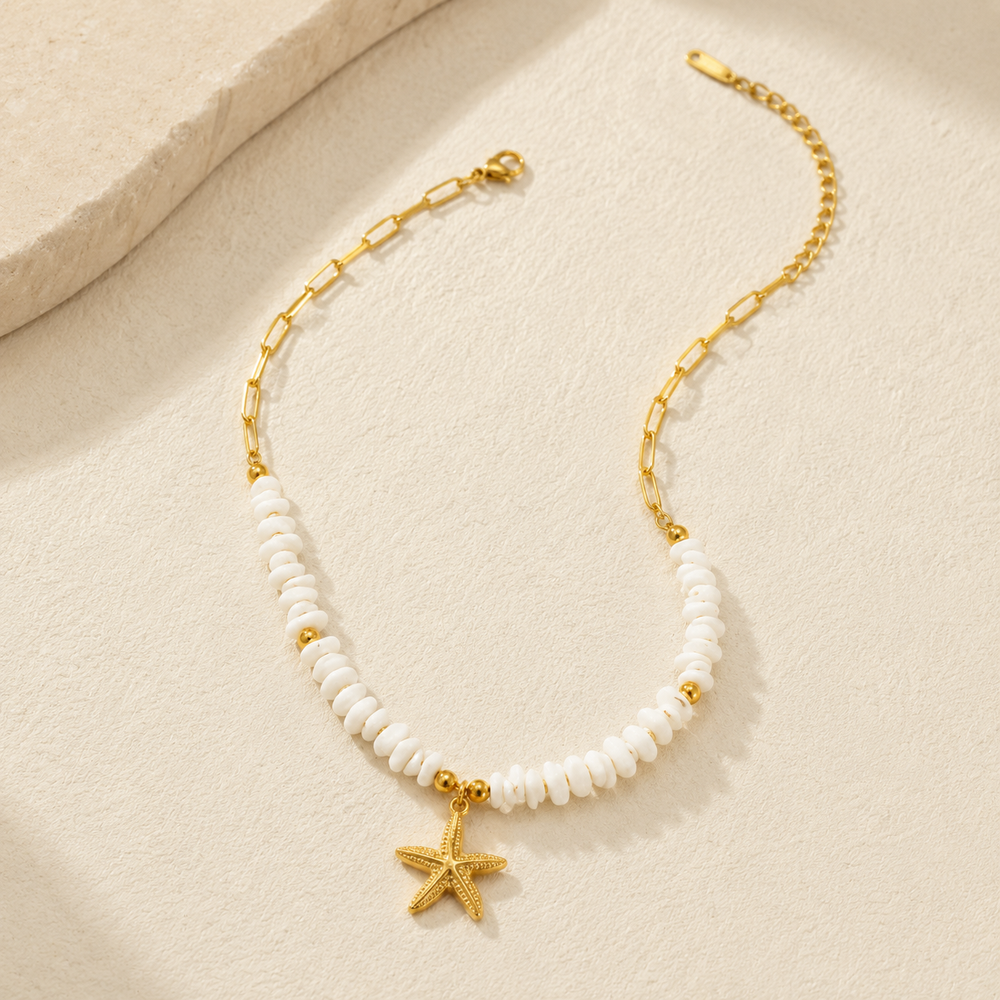 White Coral Star Necklace