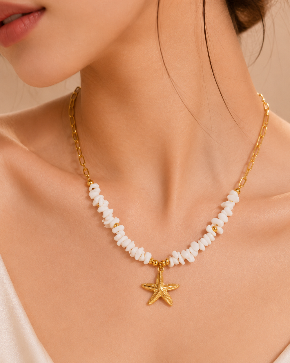 White Coral Star Necklace