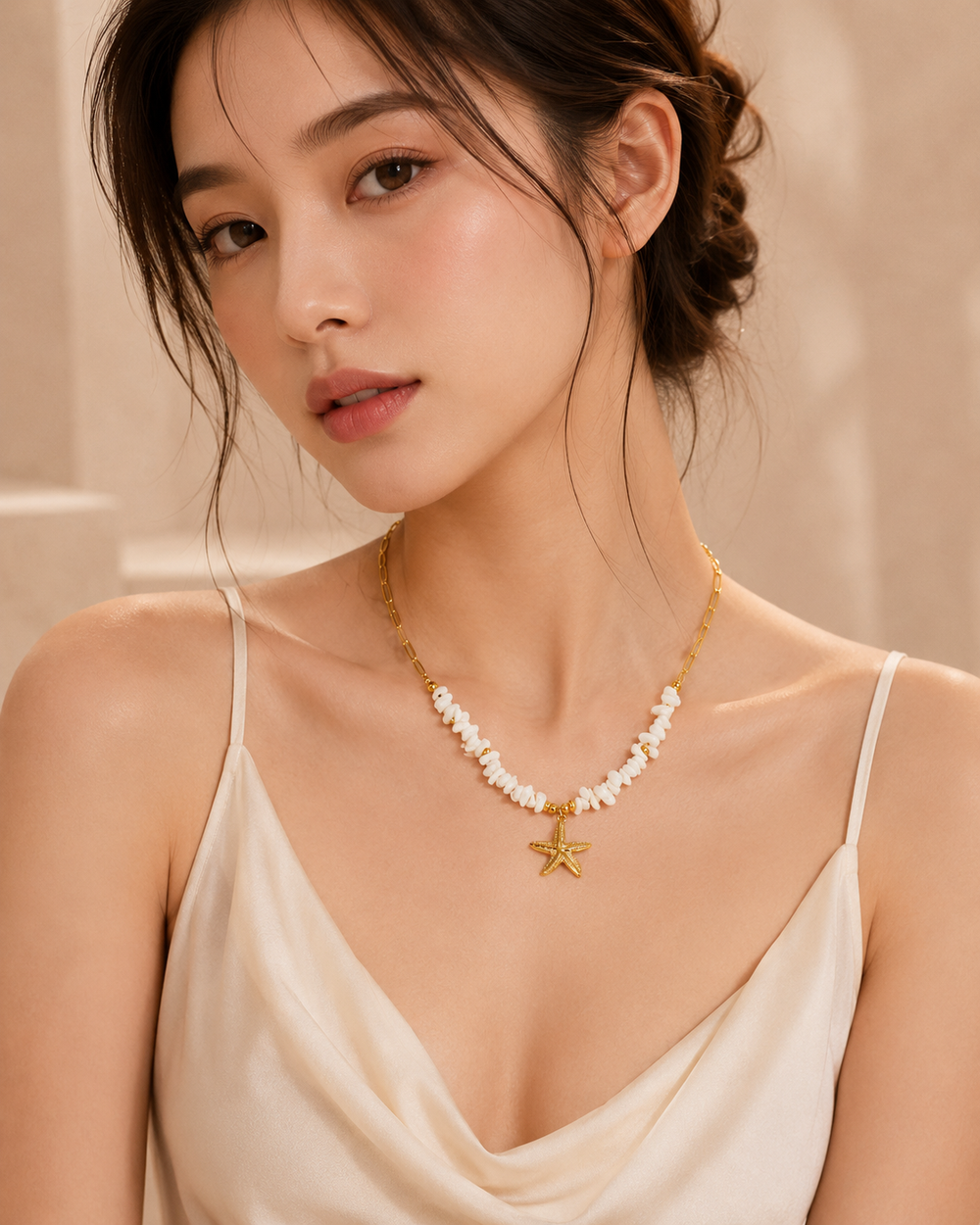 White Coral Star Necklace