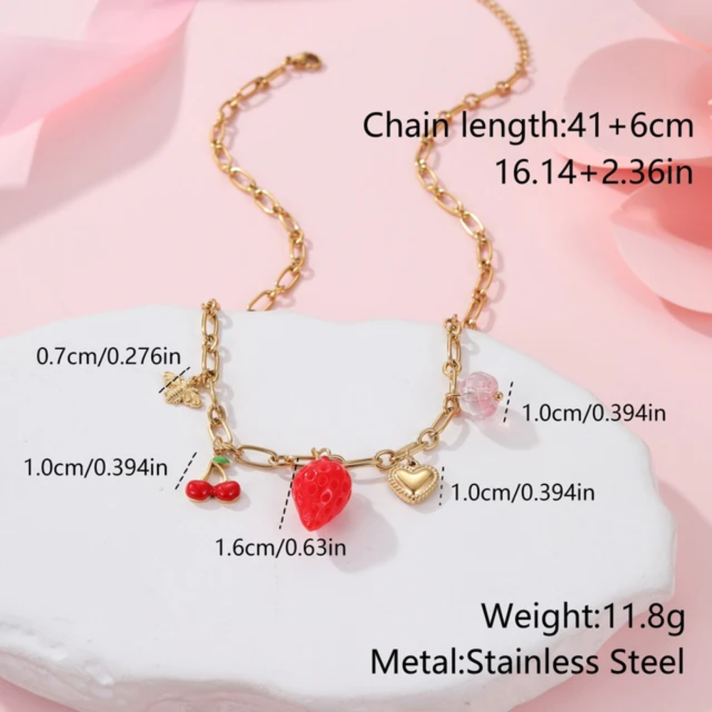 Strawberry Blossom Charm Necklace