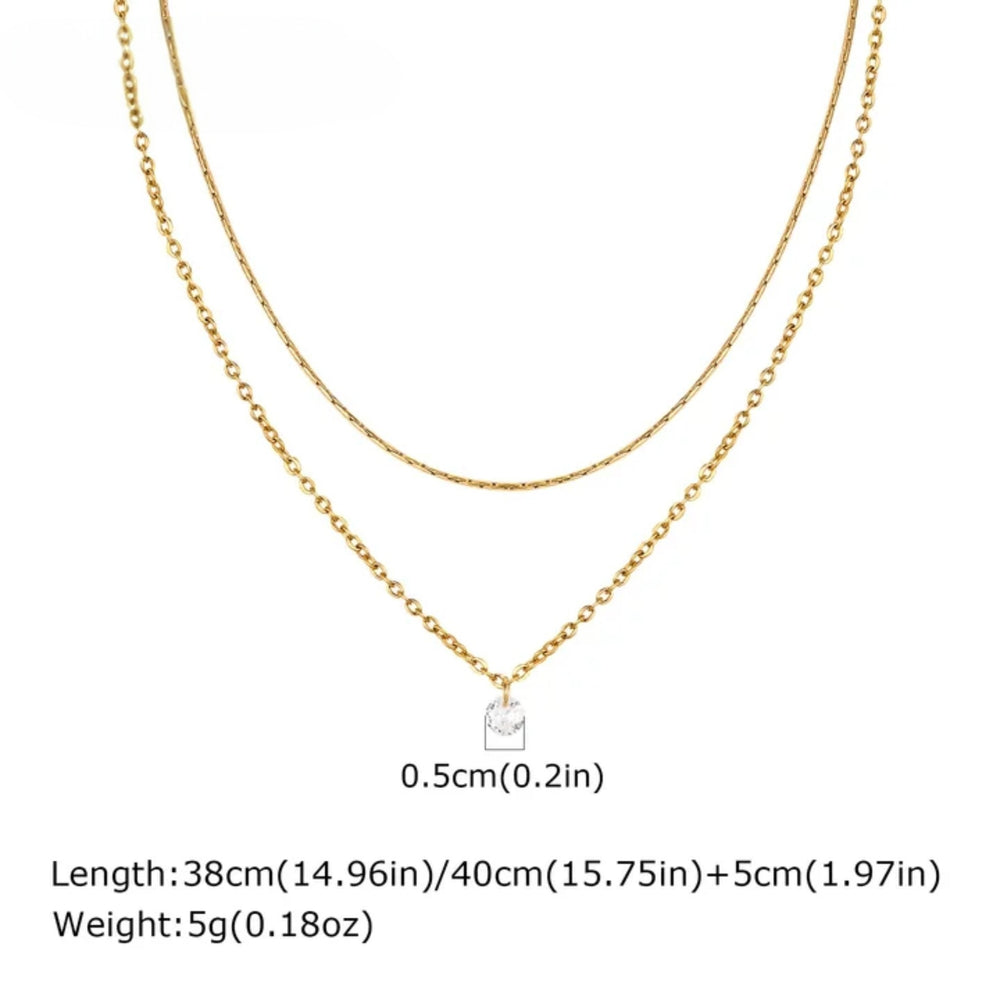 Minimal Crystal Layered Necklace