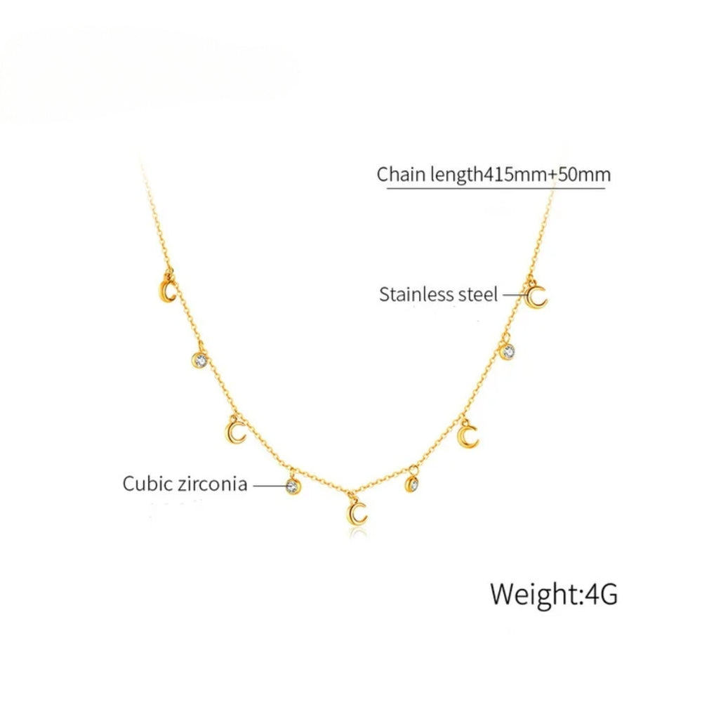 Moon & Crystal Charm Necklace