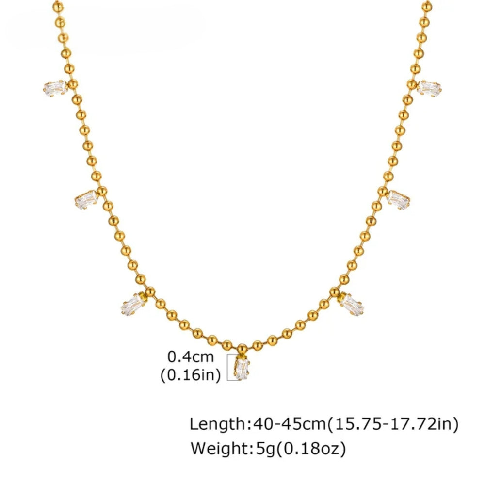 Crystal Beaded Gold Necklace