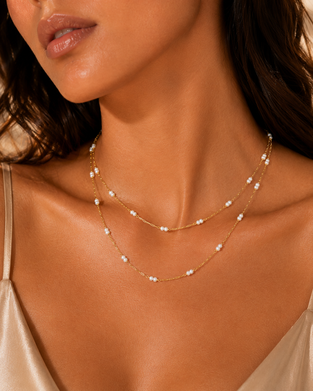 Pearl Cascade Layered Necklace