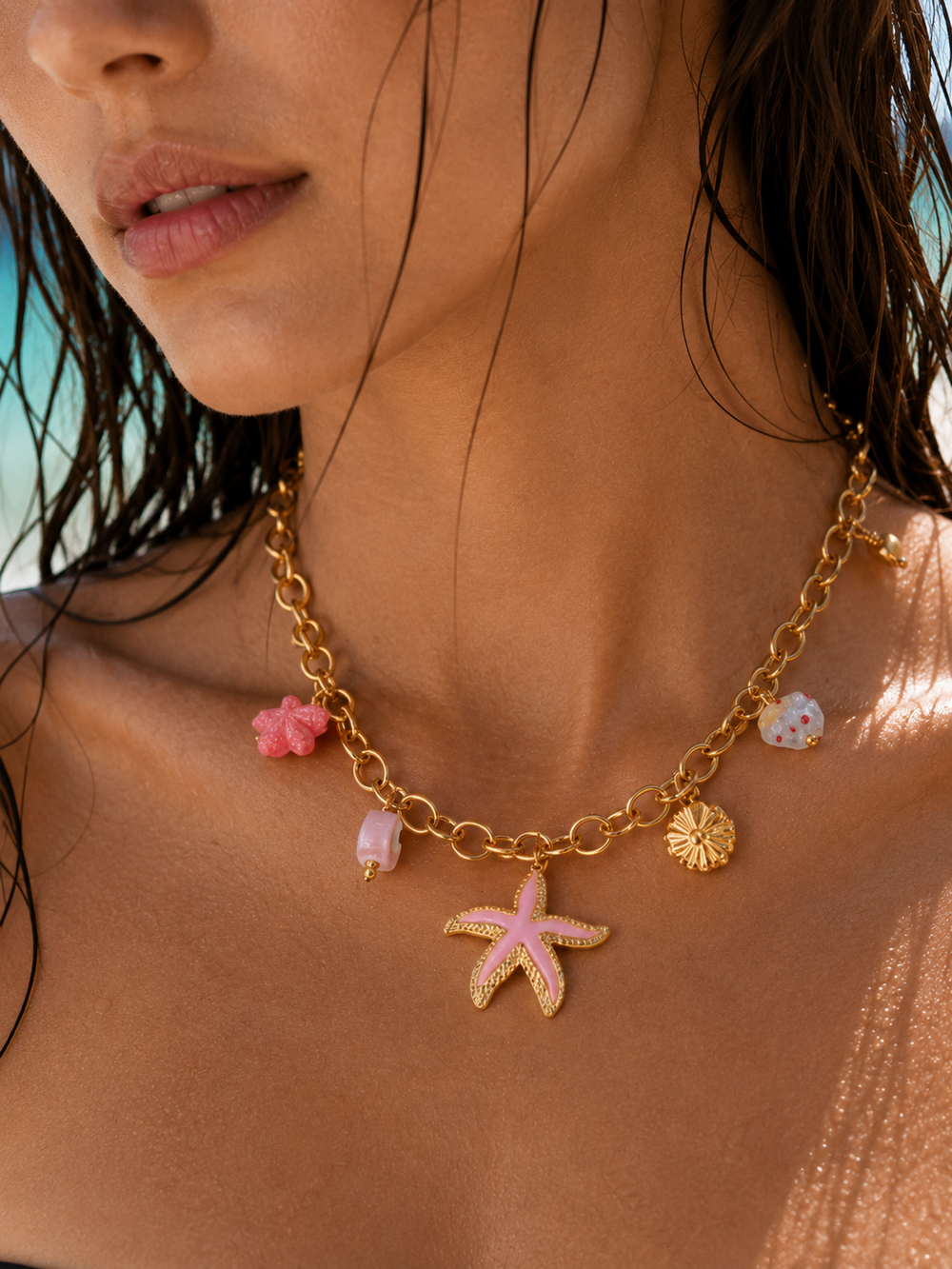 Pink Starfish Charm Necklace