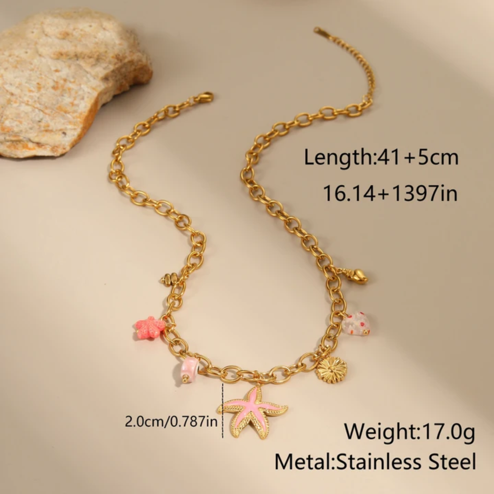 Pink Starfish Charm Necklace