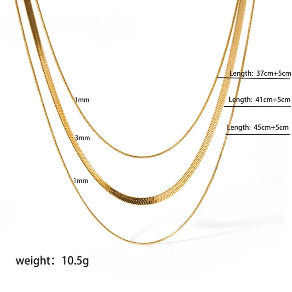 Triple Layer Snake Chain Necklace – Gold