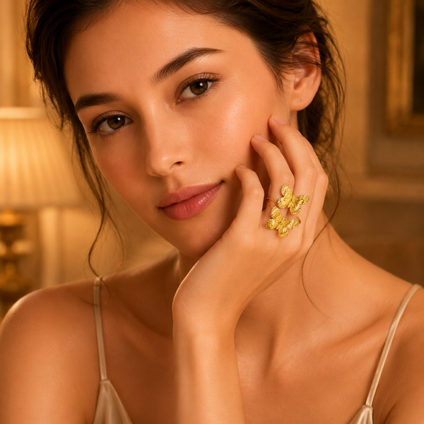 Golden Butterfly Duo Ring