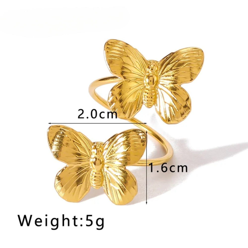 Golden Butterfly Duo Ring