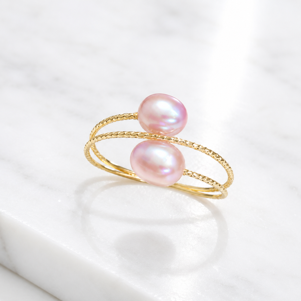 Blush Pearl Twist Ring