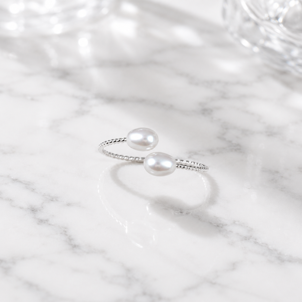 Pearl Bloom Open Ring