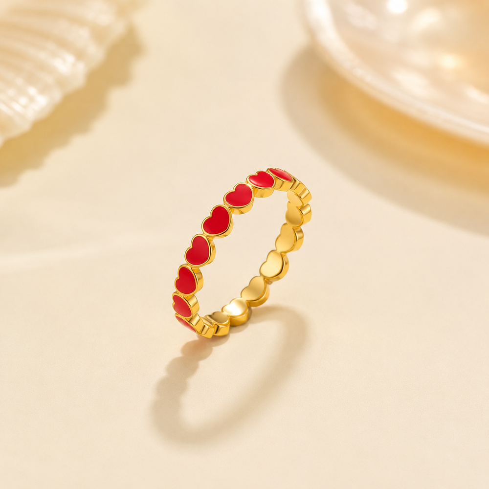 Scarlet Heart Band Ring