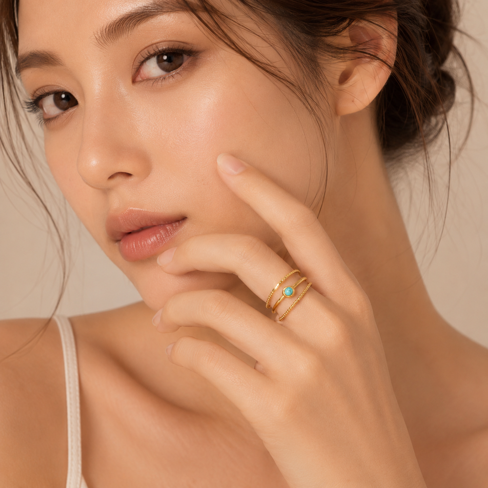 Turquoise Double Band Open Ring