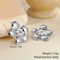 Silver Pearl Bloom Flower Stud Earrings